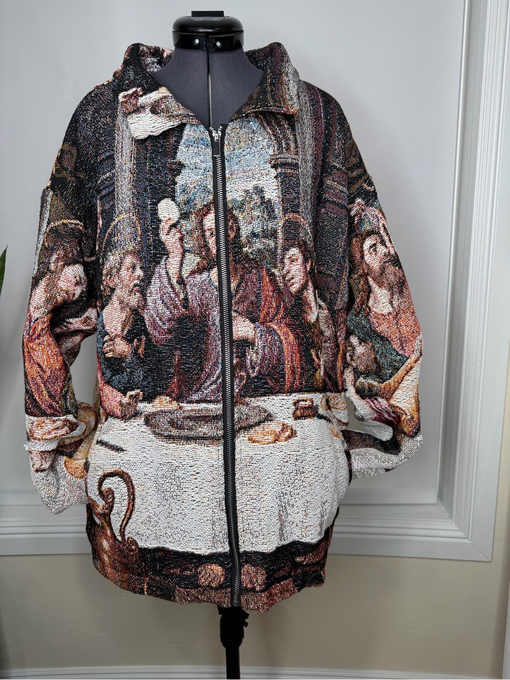 Tapestry Zip-Front Art Panel Jacket in Multicolor